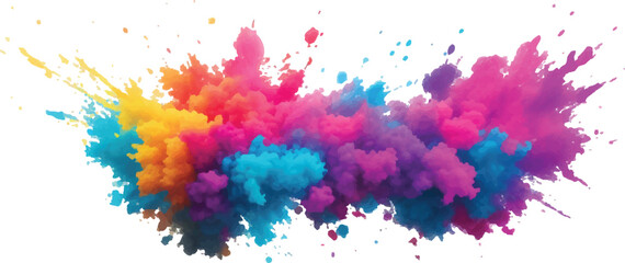 Bright colorful watercolor splash splatter stain brush strokes on white background. Modern vibrant aquarelle spot. Aquarelle explosion on white. Element. Vector watercolor illustration isolated design