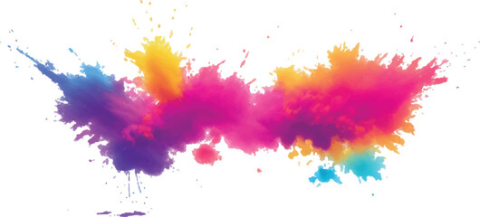 Bright colorful watercolor splash splatter stain brush strokes on white background. Modern vibrant aquarelle spot. Aquarelle explosion on white. Element. Vector watercolor illustration isolated design
