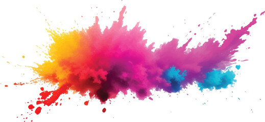 Fototapeta premium Bright colorful watercolor splash splatter stain brush strokes on white background. Modern vibrant aquarelle spot. Aquarelle explosion on white. Element. Vector watercolor illustration isolated design