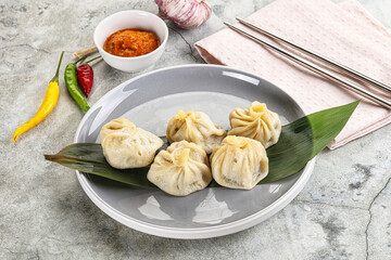 Chinese traditional steamed dumpligs momo