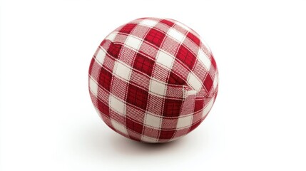 Christmas ball with red tartan pattern, isolated on white, creating a cozy holiday vibe