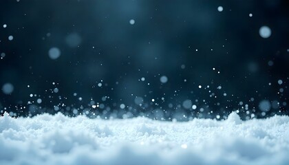 Naklejka premium Christmas white background with a light dusting of snow, featuring snowflakes delicately landing on the surface with copy space
