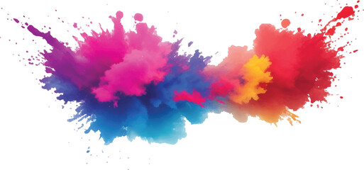 Bright colorful watercolor splash splatter stain brush strokes on white background. Modern vibrant aquarelle spot. Aquarelle explosion on white. Element. Vector watercolor illustration isolated design