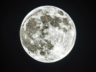 Naklejka premium A bright, full moon is prominently visible in the dark night sky