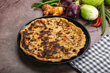Indian cuisine stuffed Aloo paratha