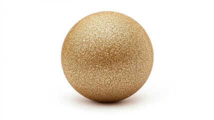 Classic golden Christmas ball with a matte finish and subtle sparkle, isolated on white