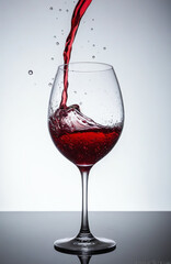 Luxury wine photography featuring suspended crystal glass with dynamic wine splash effects, perfect for premium beverage marketing and upscale restaurant promotion