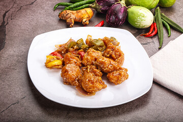 Chinese cuisine - prawn with chili sauce