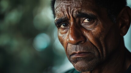 Contemplating Life's Journey: Emotional Portrait of a Middle-Aged Man Navigating Life's Final Chapter with Reflective Intensity