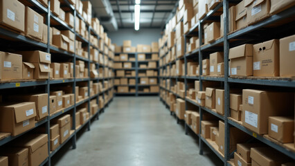 Fototapeta premium Large room filled with metal shelves stocked with files and folders.
