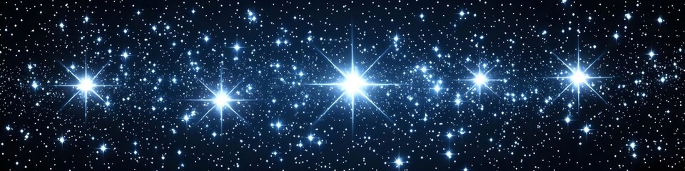 Obraz premium Starry Night Sky with Bright Shining Stars on Blue Background