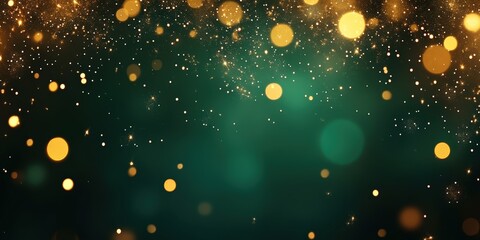 Obraz premium Happy New Year, Beautiful creative holiday background with fireworks and Sparkling on green background, space for text 