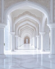 Beautiful white marble archway in a serene garden, inviting tranquility and elegance into the landscape.