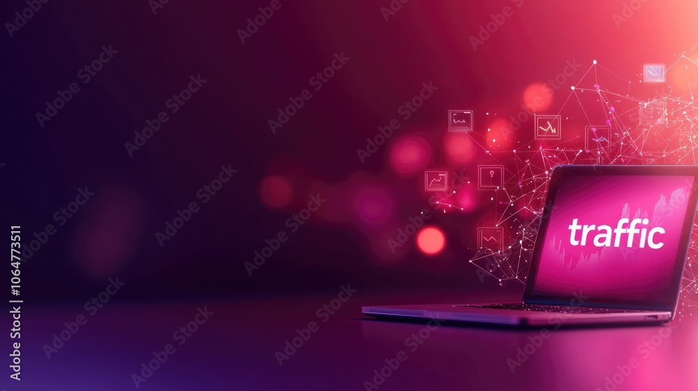 Poster graph displaying website traffic, bounce rate in real-time, modern ui design, analytical data the wo
