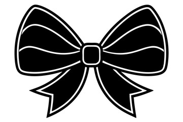 Minimalistic Festive Bow Vector Illustration - Red Bow with Green Ribbon Tails for Holiday Icons, SVG & Cricut Files