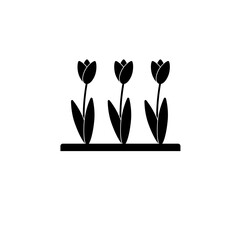 Floral Garden, Plant Tulip Solid Flat Vector Icon Isolated on White Background.