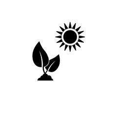 Crop Growth, Young Sprout Under Sun Solid Flat Vector Icon Isolated on White Background.