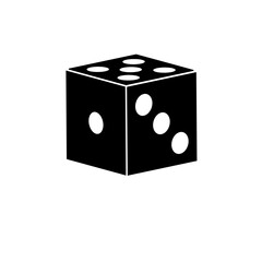 Game Dice, Casino Cube Solid Flat Vector Icon Isolated on White Background.