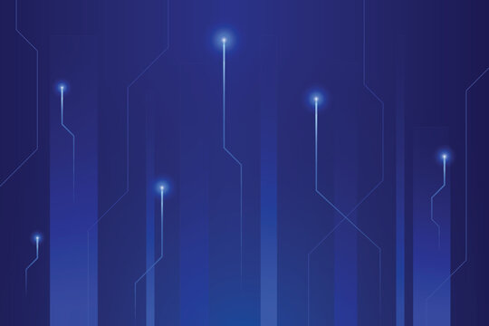 Circuit line technology digital on a blue background. Internet network connection, transfer data communication, cyber nano information. Quiet futuristic cyber light trails.