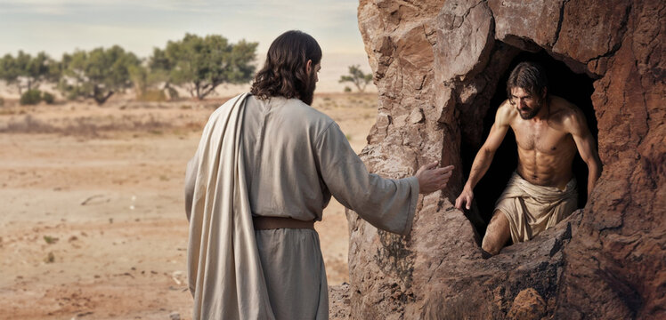 The miracle of resurrection. Lazarus, come forth! Jesus resurrecting his friend Lazarus from the dead. From the Gospel of John.