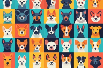 Obraz premium Charming pet breeds icon set featuring adorable characteristics in flat style for design enthusiasts