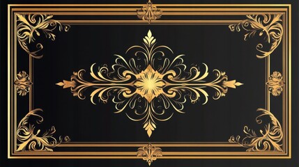 Elegant Golden Floral Design on Black Background