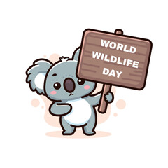 cute koala wildlife day vector design. vector illustration