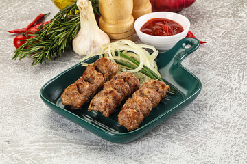 Beef kebab minced meat with onion