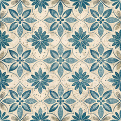 Fototapeta premium Floral seamless pattern in a vintage style featuring elegant flowers and intricate designs, perfect for wallpaper, textiles, and decorative elements
