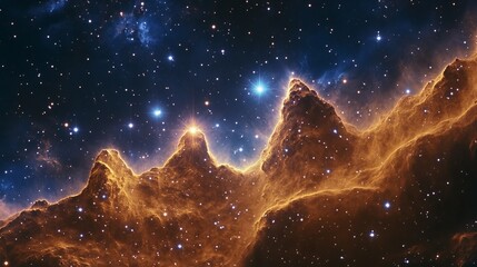 Fototapeta premium Celestial tapestry of starry skies, unending in its cosmic embrace. Radiant stars twinkle amidst the ethereal expanse, adorning the heavens with their luminescent brilliance