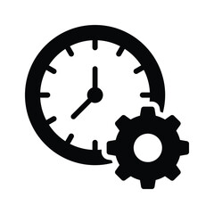 Gear with clock concept icon of time management