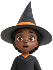 Delighted Child in Witch Costume Capturing the Magic of Halloween