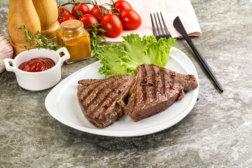 Delicus grilled beef steak with sauce