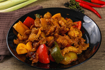 Asian cuisine - roasted crocodile meat