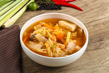 Korean kimchi soup with seafood