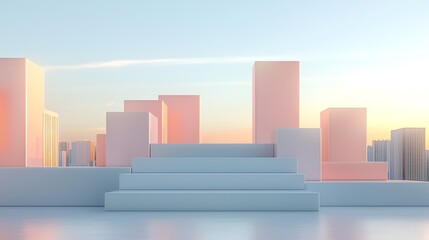Naklejka premium Explore modern architecture minimalistic design elements in urban landscapes at sunset