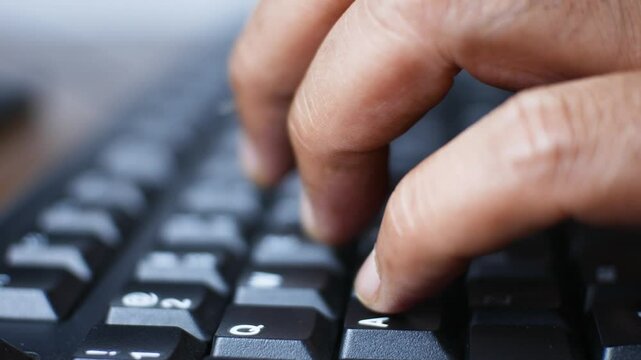 Close Up Two Hand Typing on Keyboard Personal Computer