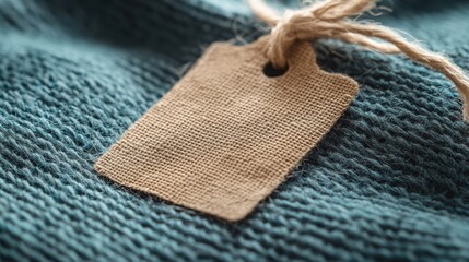 Soft light highlights a textile mockup showcasing a natural fabric label design