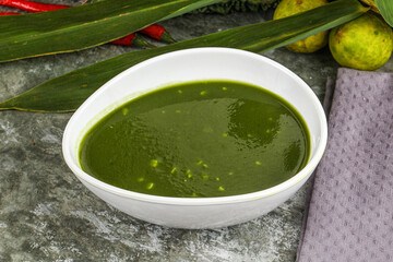 Green spinach cream vegan soup