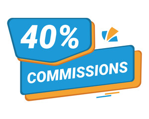 40% Commission symbol | 40% Badge | Blue commission symbol 
