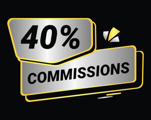 40% Commission symbol | 40% Badge | Silver commission symbol 
