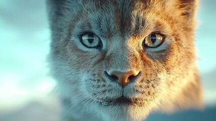 Obraz premium Majestic lion stares intently at the camera in stunning close-up photography