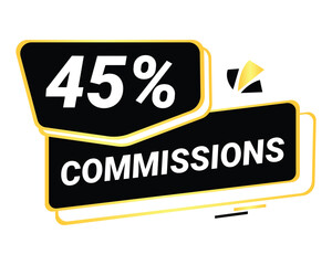 45% Commission symbol | 45% Badge | Black commission symbol 
