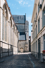 Empty narrow street of an old city in Europe