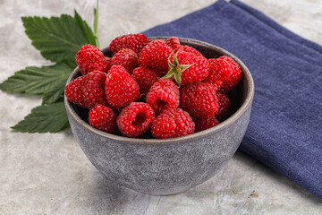 Ripe sweet and juicy organic raspberry