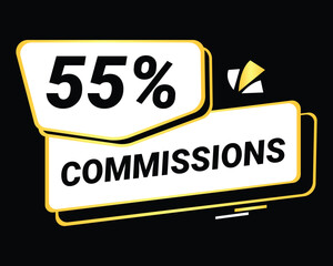 55% Commission symbol | 55% Badge | White commission symbol 