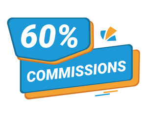 60% Commission symbol | 60% Badge | Blue commission symbol 