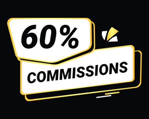 60% Commission symbol | 60% Badge | White commission symbol 