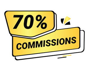 70% Commission symbol | 70% Badge | Gold commission symbol 