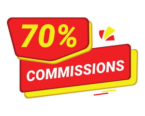 70% Commission symbol | 70% Badge | Red commission symbol 
